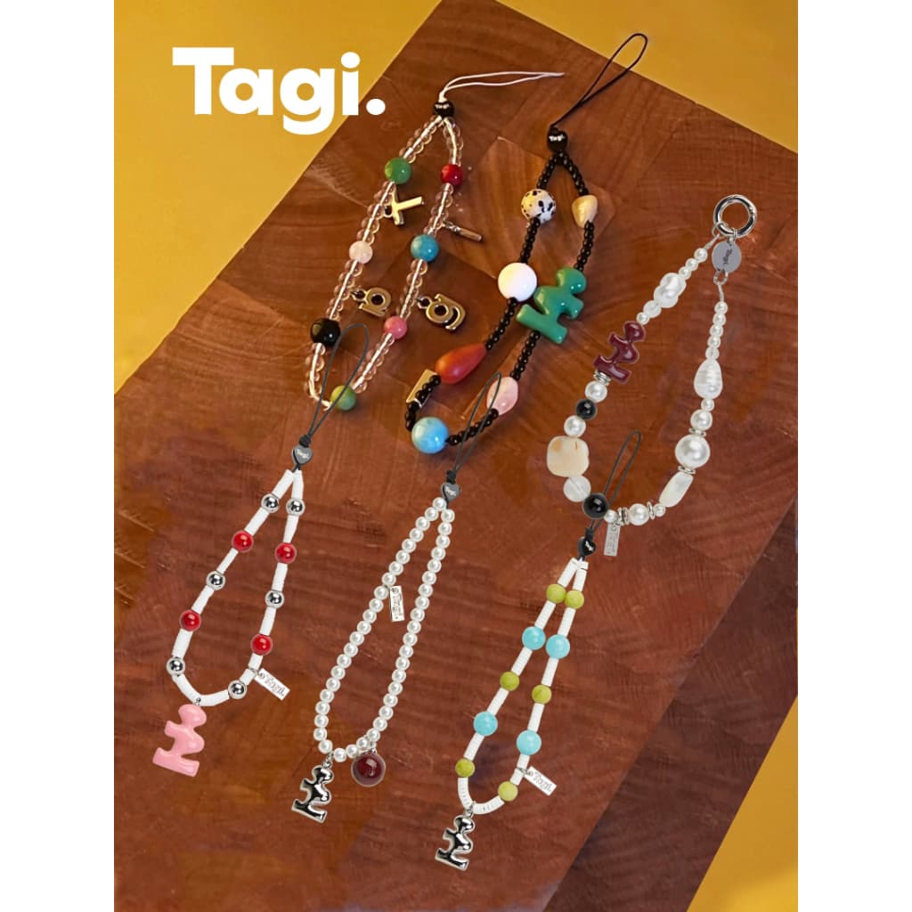 Tagi. Imagine Phone Chain Pearl Letter Natural Stone Acrylic Phone Charms รูปที่ 1