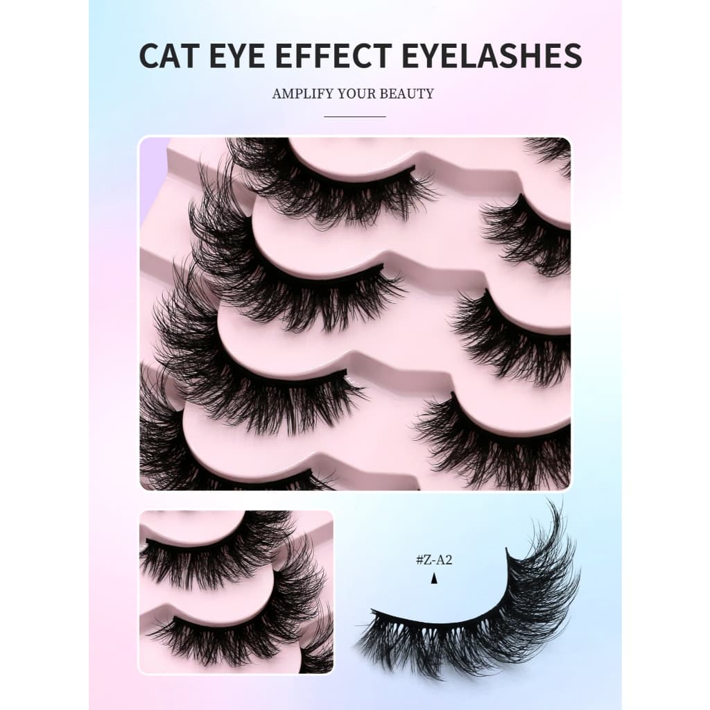 3d Cat Eye Lashes 7 คู่ขนตาดรามาติค 100% Handmade & Cruelty-Free Fluffy Volume Lashes รูปที่ 5