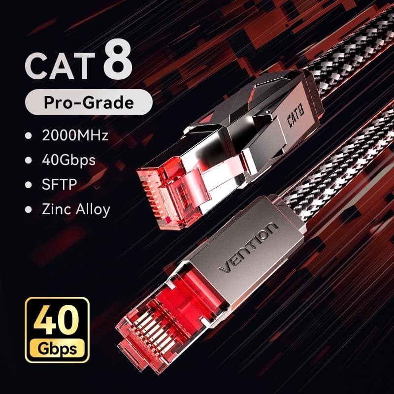 Vention Cat8 Ethernet Cable 40Gbps SFTP Gaming Patch สายอินเทอร์เน็ต 2000MHz สําหรับแล็ปท็อปคอมพิวเตอร์ รูปที่ 4