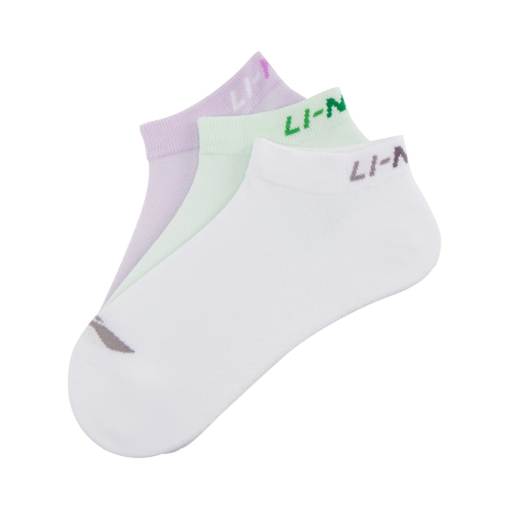 LI-NING ถุงเท้ากีฬาระบายอากาศ 3 켤ม สีทึบ ออกแบบเรียบหรู เบาสำหรับสวมใส่ทุกวัน AWSV071 รูปที่ 4