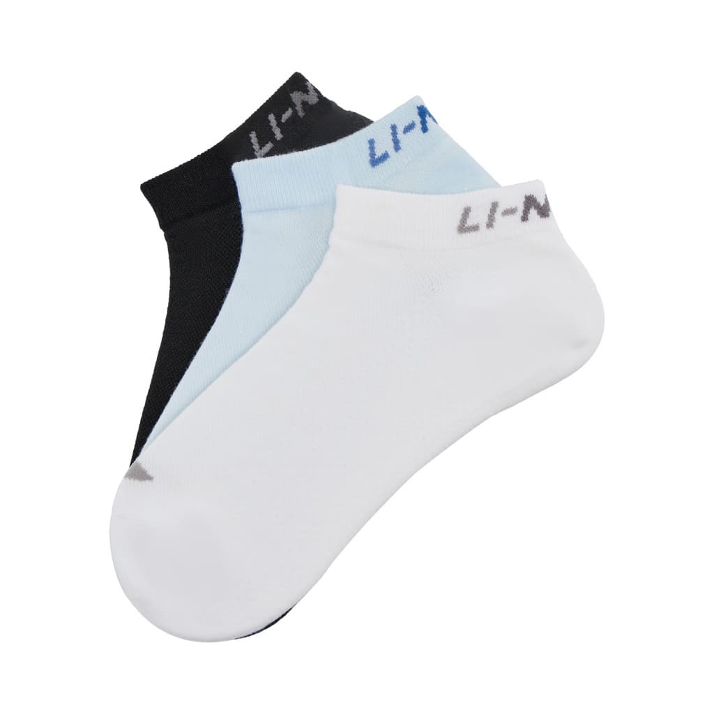 LI-NING ถุงเท้ากีฬาระบายอากาศ 3 켤ม สีทึบ ออกแบบเรียบหรู เบาสำหรับสวมใส่ทุกวัน AWSV071 รูปที่ 8