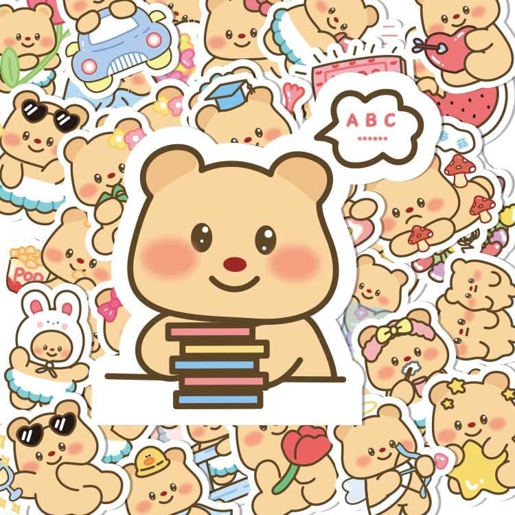 100แผ่นเนยหมีสติกเกอร์การ์ตูนหมีน่ารักอิโมติคอนโน๊ตบุ๊คโน๊ตบุ๊คสติกเกอร์ตกแต่ง รูปที่ 5