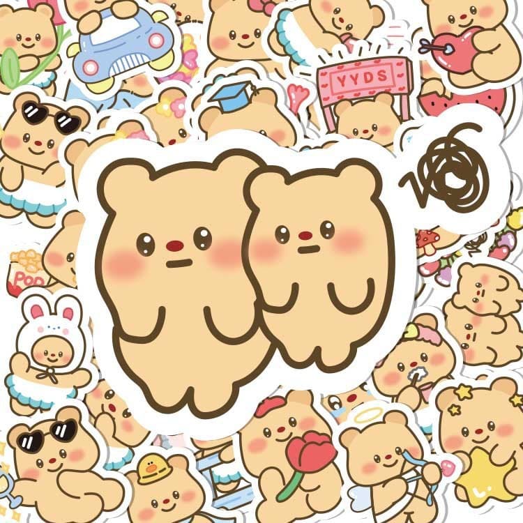 100แผ่นเนยหมีสติกเกอร์การ์ตูนหมีน่ารักอิโมติคอนโน๊ตบุ๊คโน๊ตบุ๊คสติกเกอร์ตกแต่ง รูปที่ 6