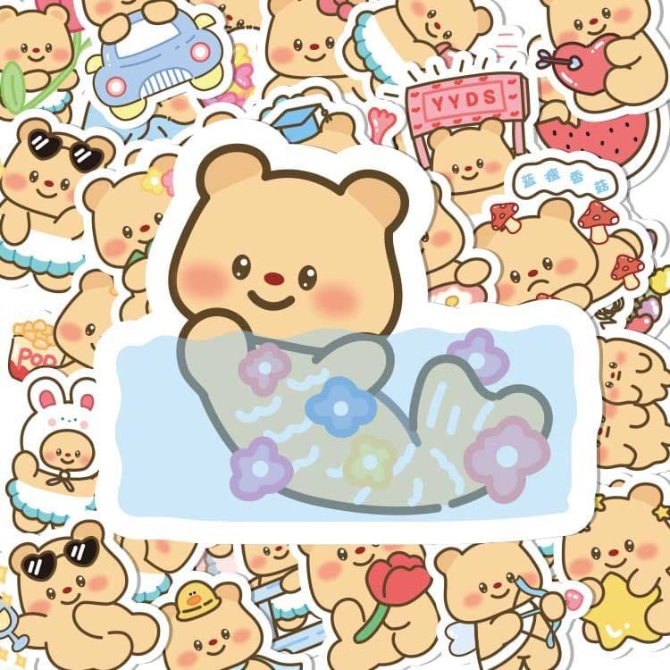 100แผ่นเนยหมีสติกเกอร์การ์ตูนหมีน่ารักอิโมติคอนโน๊ตบุ๊คโน๊ตบุ๊คสติกเกอร์ตกแต่ง รูปที่ 8