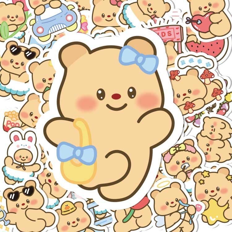 100แผ่นเนยหมีสติกเกอร์การ์ตูนหมีน่ารักอิโมติคอนโน๊ตบุ๊คโน๊ตบุ๊คสติกเกอร์ตกแต่ง รูปที่ 4