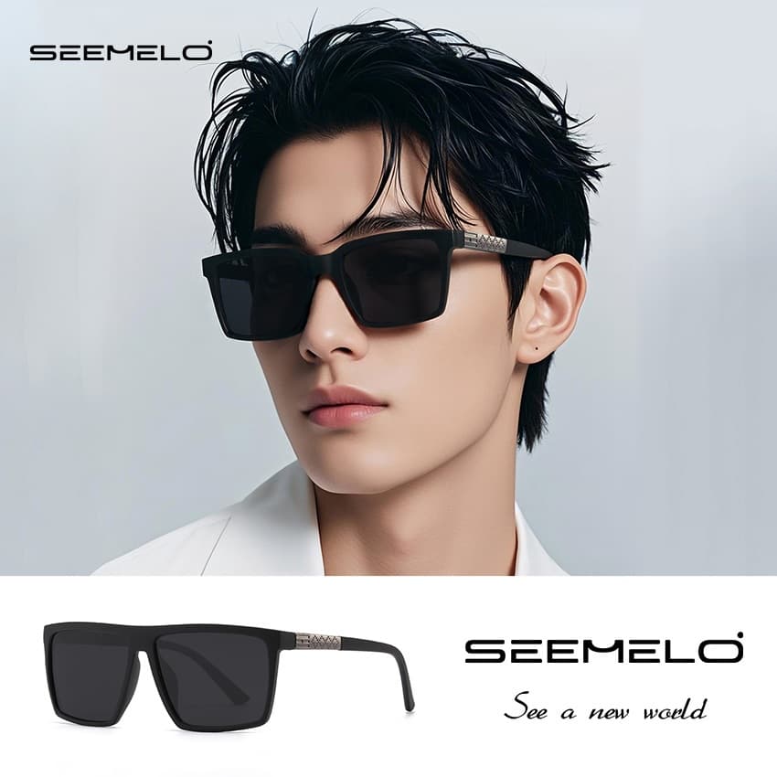 SEEMELO Men’s Retro แว่นตากันแดดแว่นตากันแดดโพลาไรซ์แฟชั่นแว่นตากันแดด UV400 ขี่จักรยานขี่แว่นตาวิ่งสําหรับชาย รูปที่ 1