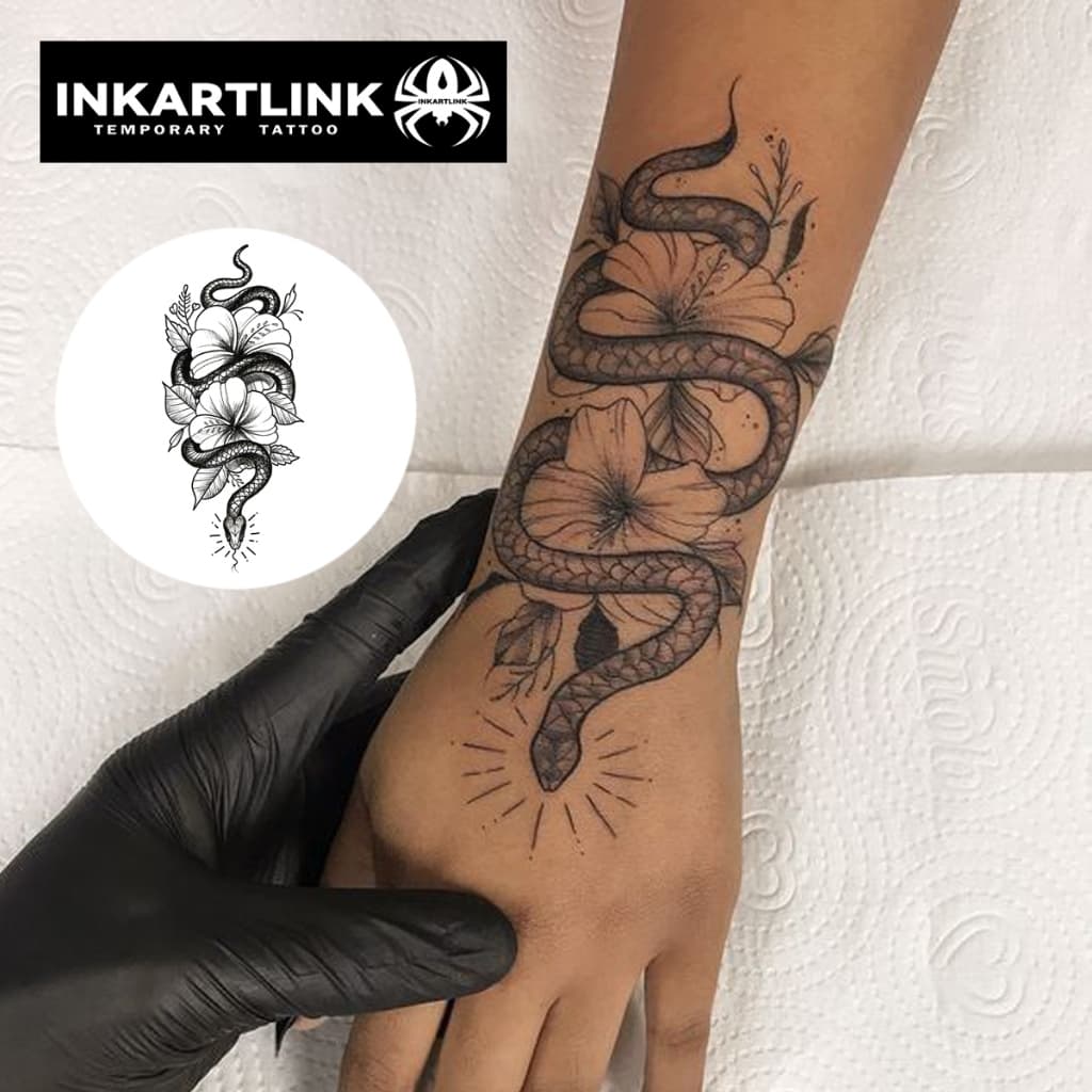 Inkartlink ชุดสติ๊กเกอร์รอยสักชั่วคราวงู, รอยสักวิเศษกันน้ําติดทนนาน, ติดทนนานถึง 15 วัน, รอยสักปลอม, รอยสักกึ่งถาวร รูปที่ 3