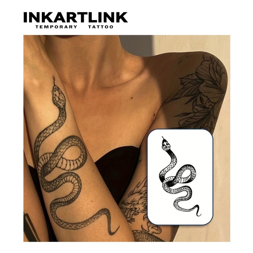 Inkartlink ชุดสติ๊กเกอร์รอยสักชั่วคราวงู, รอยสักวิเศษกันน้ําติดทนนาน, ติดทนนานถึง 15 วัน, รอยสักปลอม, รอยสักกึ่งถาวร รูปที่ 2