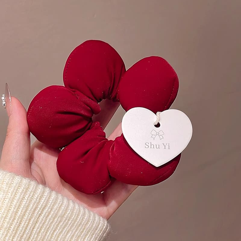 สไตล์ใหม่สีแดงดอกไม้ Scrunchy ผม Tie หญิงฟองน้ํายืดหยุ่นสูงทนทาน Tie Scalp ยาง Band รูปที่ 8