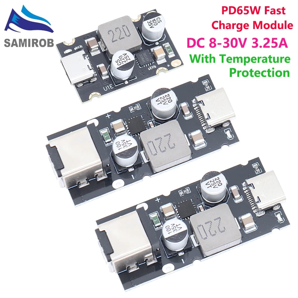 Samirob QC4.0 QC3.0 Type-C USB PD65W Fast Charging อะแดปเตอร์โมดูล DC8-32V 3.25A 65W ขั้นตอนลงโมดูลสําหรับ Huawei SCP/FCP Apple PD รูปที่ 1