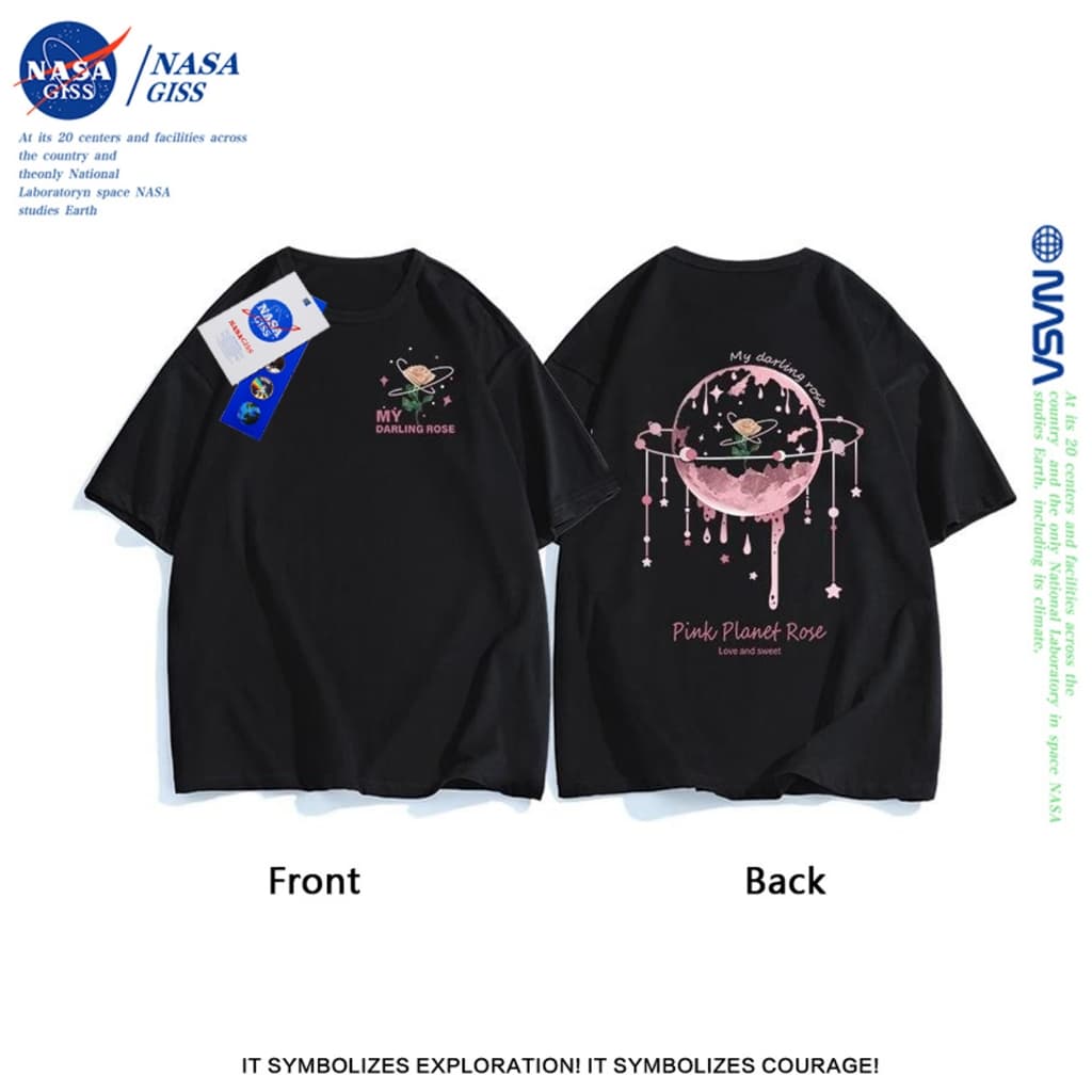 NASA เสื้อ ผู้ชายผู้หญิง เสื้อเกาหลีเสื้อ summer ผ้าฝ้ายแท้ พิมพ์ลายลายสองด้าน คอกลม ใส่สบายนุ่มสบาย รูปที่ 3