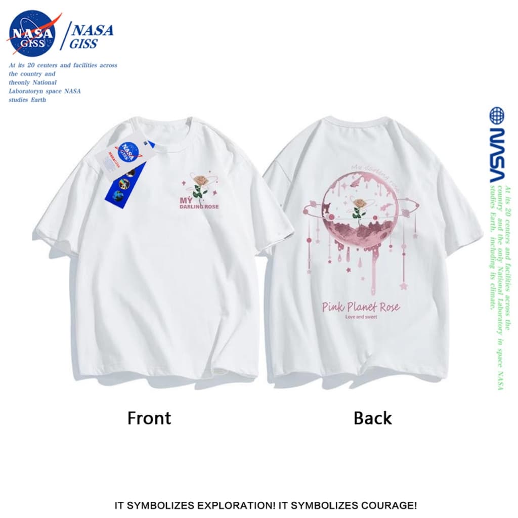 NASA เสื้อ ผู้ชายผู้หญิง เสื้อเกาหลีเสื้อ summer ผ้าฝ้ายแท้ พิมพ์ลายลายสองด้าน คอกลม ใส่สบายนุ่มสบาย รูปที่ 4