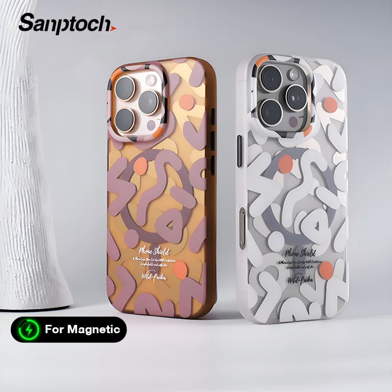 Sanptoch สําหรับสีแม่เหล็ก Graffiti เคสโทรศัพท์สําหรับ iPhone 17 16 15 14 13 Pro Max กรอบ TPU อ่อน + ฝาครอบพีซีแข็งการ์ตูนแม่เหล็ก Matte ปลอกป้องกันโปร่งใส รูปที่ 1