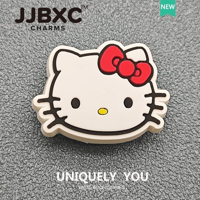 JJBXC ตัวติดรองเท้า charm การ์ตูนแมวน่ารัก สีแดง สีฟ้า พร้อมโบว์ แฟชั่น DIY สำหรับเด็กและผู้ใหญ่ อุปกรณ์ตกแต่งรองเท้า รูปที่ 2
