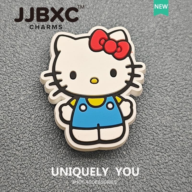 JJBXC ตัวติดรองเท้า charm การ์ตูนแมวน่ารัก สีแดง สีฟ้า พร้อมโบว์ แฟชั่น DIY สำหรับเด็กและผู้ใหญ่ อุปกรณ์ตกแต่งรองเท้า รูปที่ 7