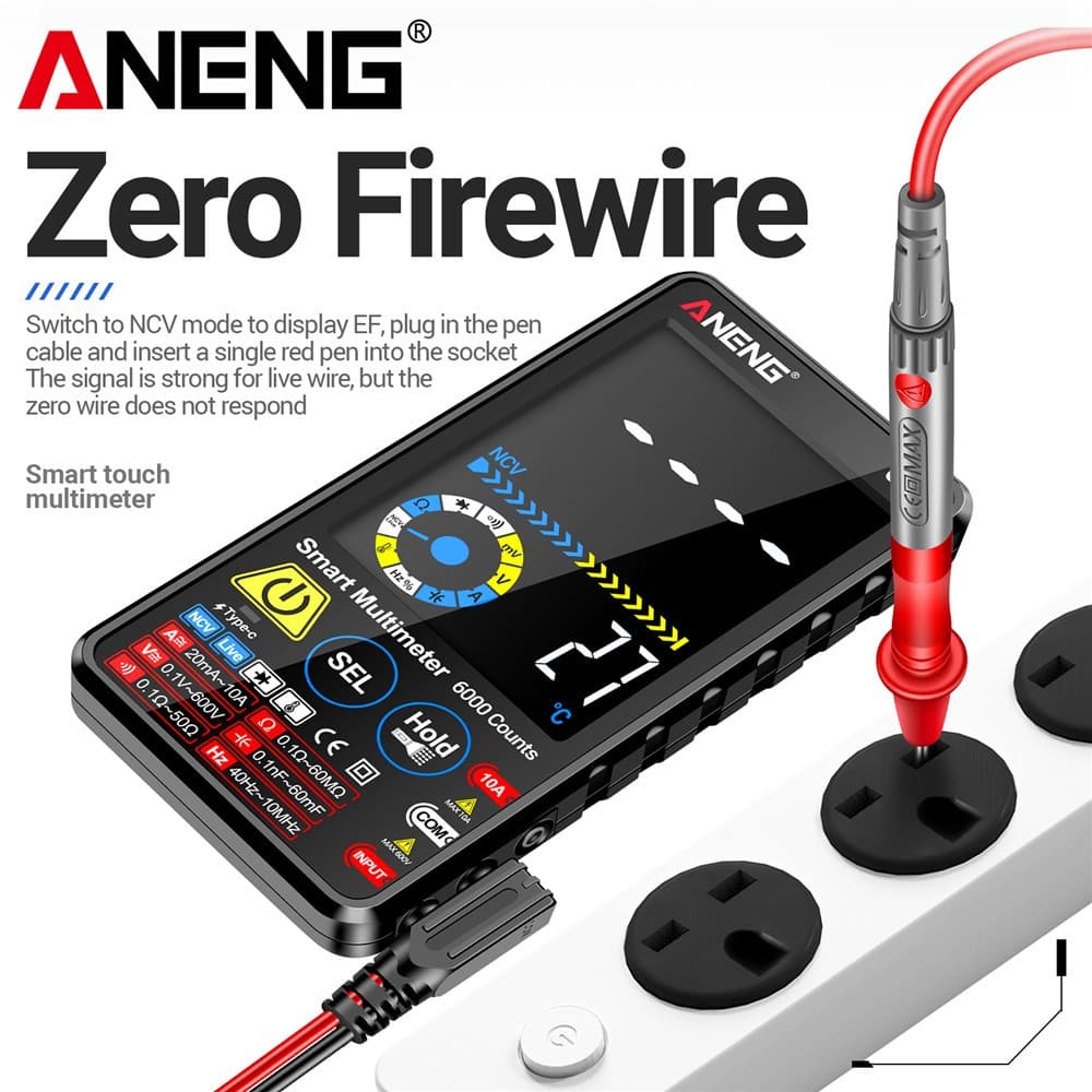 ANENG 615 เครื่องวัดสัมผัสอัจฉริยะ 6000 หลัก ตรวจวัดแรงดัน/กระแส AC/DC, ตรวจ NCV, ทดสอบชาร์จแบตเตอรี รูปที่ 5