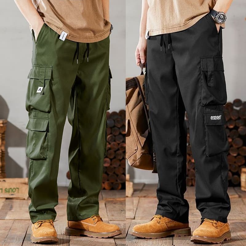 M-4XL ผู้ชาย Overalls กระเป๋าตกแต่งกางเกงผู้ชายเวอร์ชั่นเกาหลีฤดูร้อนแฟชั่นกางเกงขายาวผู้ชาย รูปที่ 8