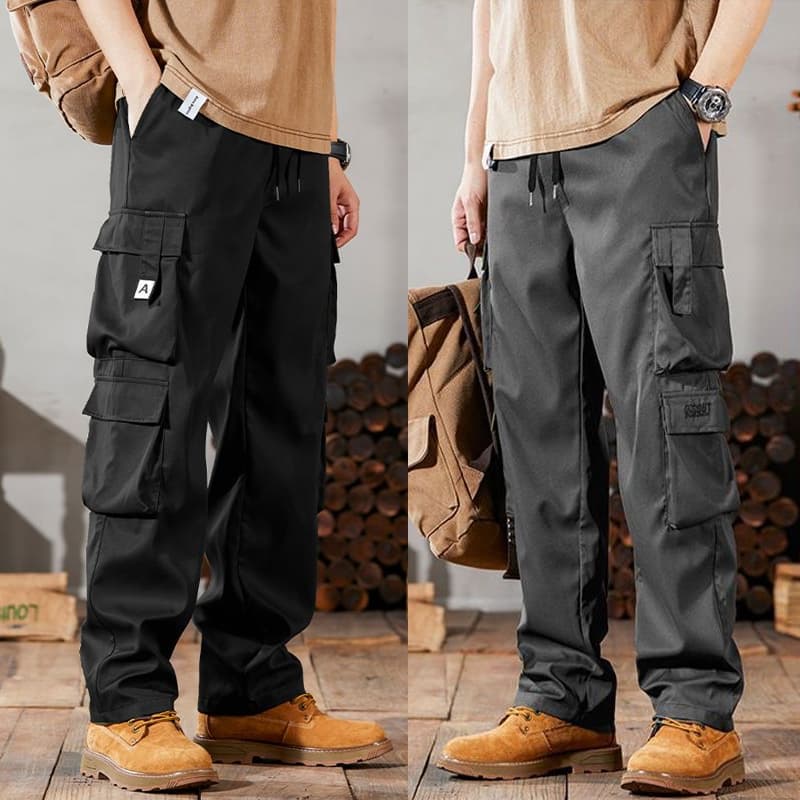 M-4XL ผู้ชาย Overalls กระเป๋าตกแต่งกางเกงผู้ชายเวอร์ชั่นเกาหลีฤดูร้อนแฟชั่นกางเกงขายาวผู้ชาย รูปที่ 4