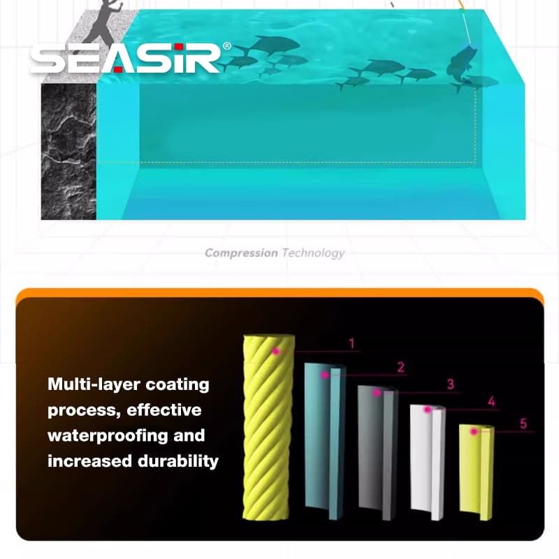 Seasir Overcast X8 PE สายตกปลาญี่ปุ่น 8 Braided Multifilament 100 M/150 M/300 M 15-50LB สูง Stength หลักสําหรับปลาใหญ่สาย รูปที่ 6