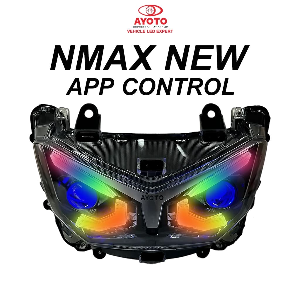 AYOTO LED NMAX V1 V2 HAEDLIGHT HEADLAMP ASSEMBLY BILED MATRIX DEMON EYES RGB บลูทูธ app ควบคุม รูปที่ 1