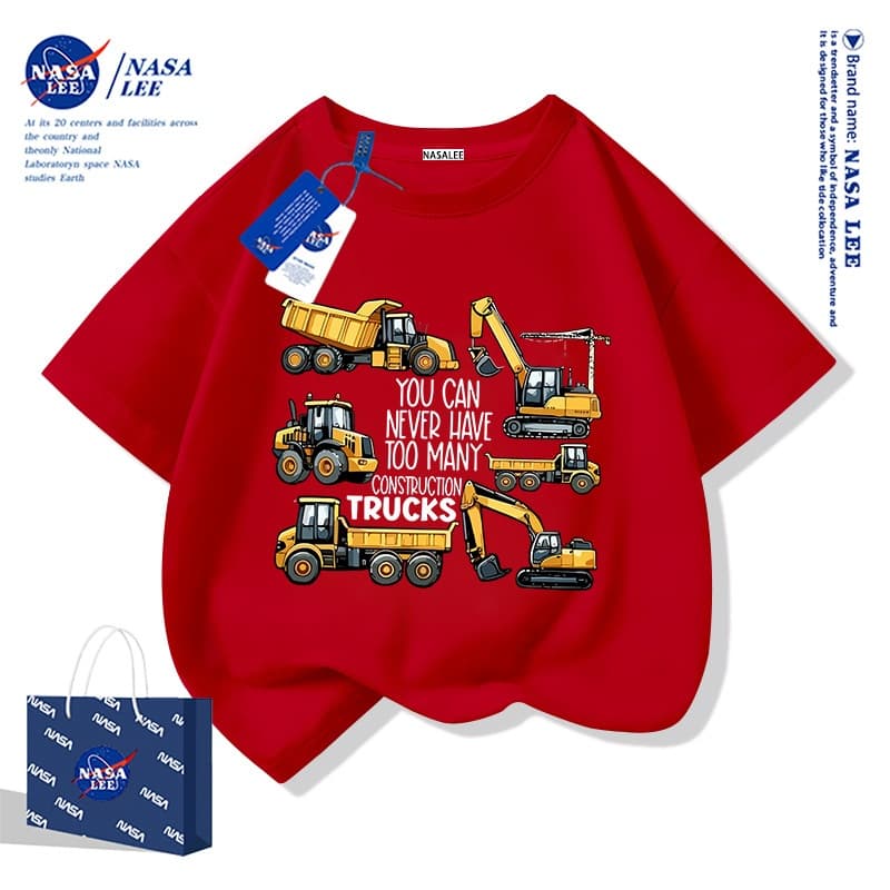 เสื้อยืดเด็ก NASA ผ้าฝ้ายนุ่ม ไซส์ใหญ่ ลายรถบรรทุกสุดเท่ ระบายอากาศดี ส่งด่วน 2 วัน รูปที่ 5