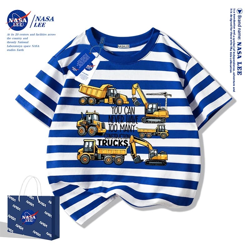 เสื้อยืดเด็ก NASA ผ้าฝ้ายนุ่ม ไซส์ใหญ่ ลายรถบรรทุกสุดเท่ ระบายอากาศดี ส่งด่วน 2 วัน รูปที่ 4