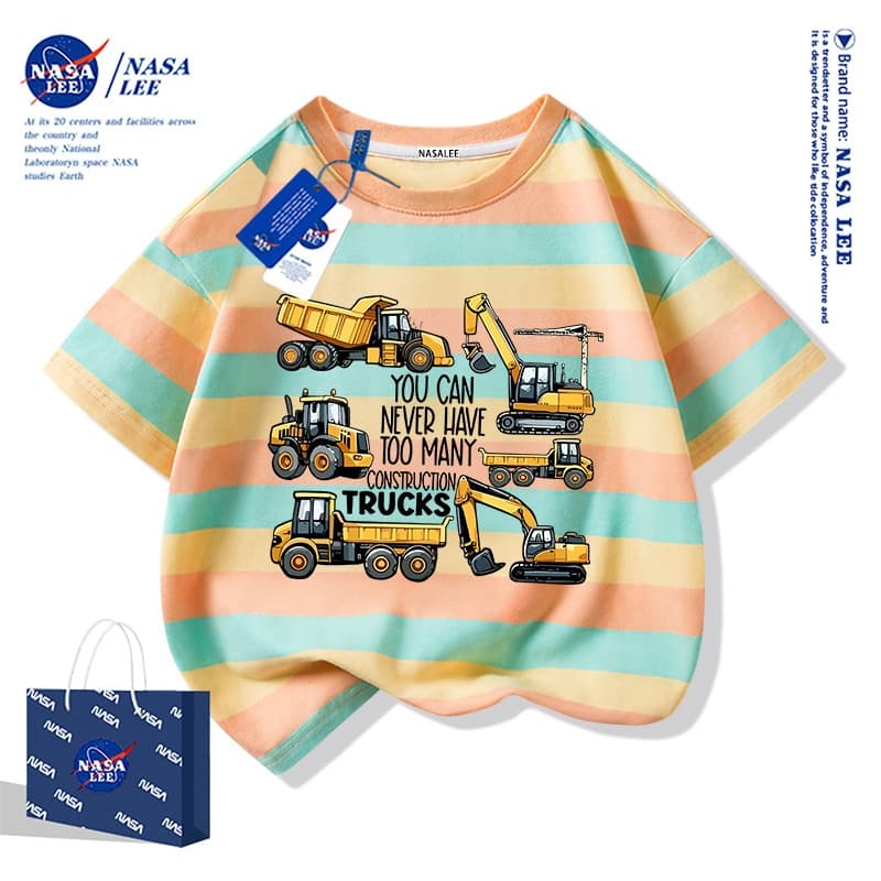 เสื้อยืดเด็ก NASA ผ้าฝ้ายนุ่ม ไซส์ใหญ่ ลายรถบรรทุกสุดเท่ ระบายอากาศดี ส่งด่วน 2 วัน รูปที่ 3