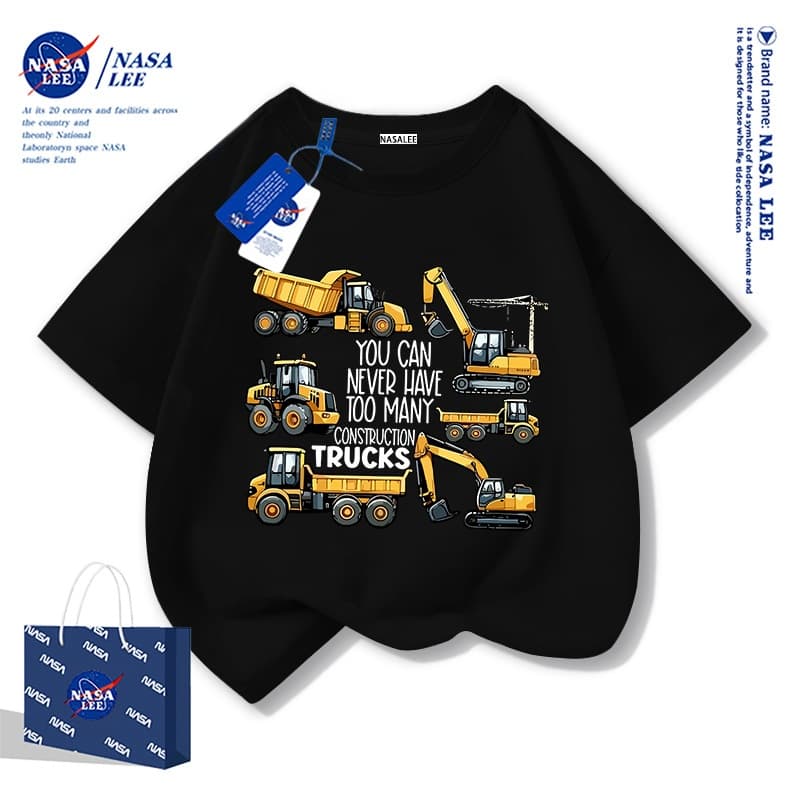 เสื้อยืดเด็ก NASA ผ้าฝ้ายนุ่ม ไซส์ใหญ่ ลายรถบรรทุกสุดเท่ ระบายอากาศดี ส่งด่วน 2 วัน รูปที่ 1
