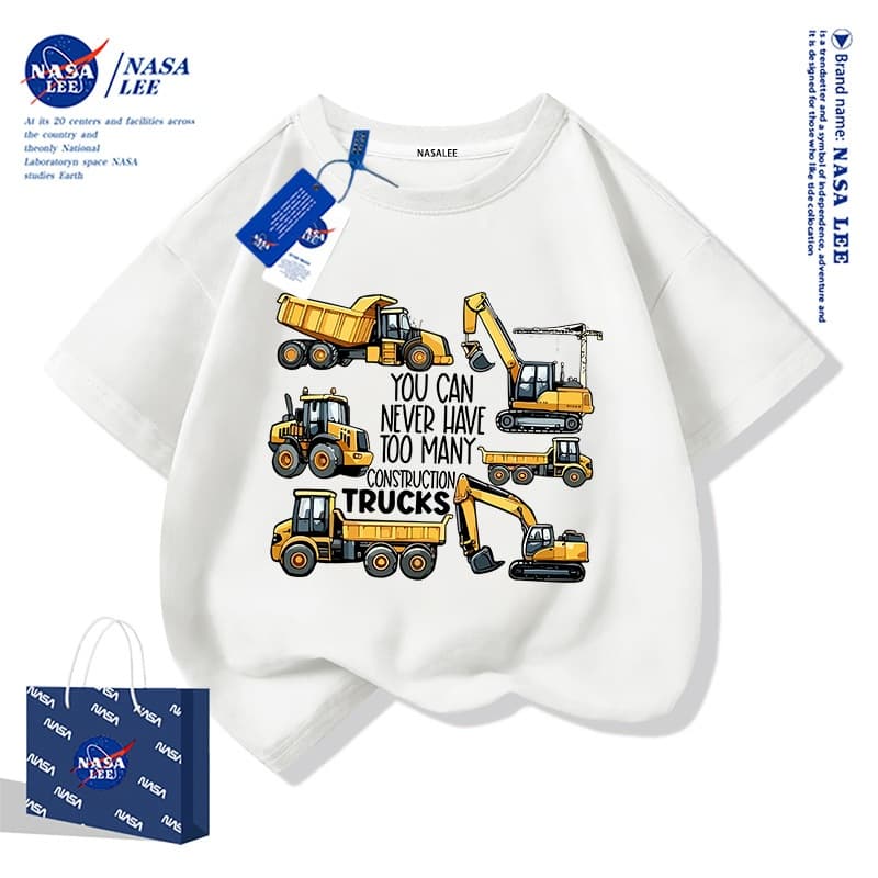เสื้อยืดเด็ก NASA ผ้าฝ้ายนุ่ม ไซส์ใหญ่ ลายรถบรรทุกสุดเท่ ระบายอากาศดี ส่งด่วน 2 วัน รูปที่ 2
