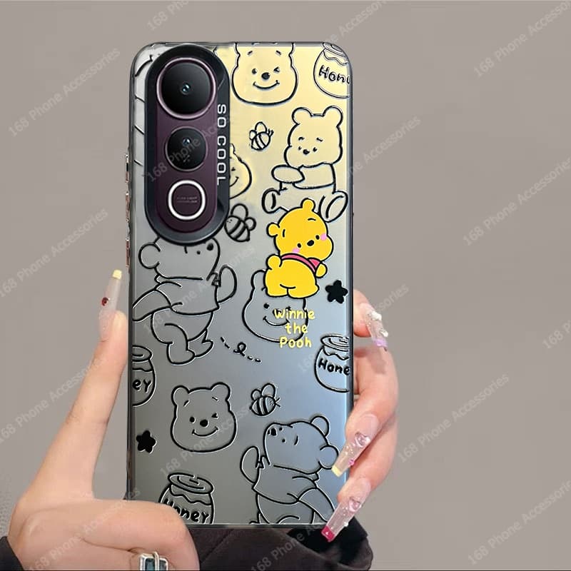 เคส Vivo V60 V70 FE V50 V40 V50 Lite V30 Y200 V29 5G เคส Vivo V40 V30 Pro Case เคสกันกระแทก Winnie the Pooh และ Lotso Bear เคสหรูหรา ชุบปุ่มแข็ง เคลือบด้าน เคสสําหรับผู้หญิงและผู้ชาย รูปที่ 6