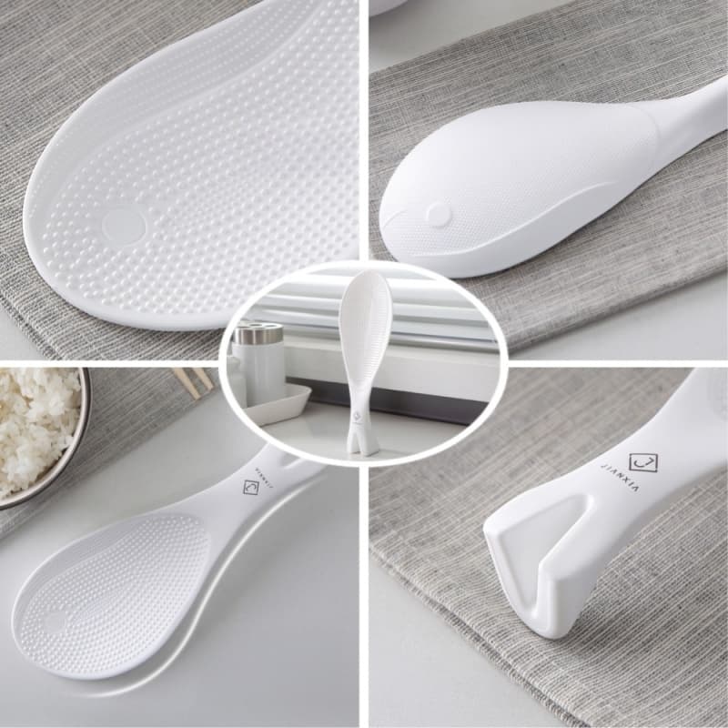 ทัพพีตักข้าวพลาสติก - ไม่ติดข้าวและทนความร้อน | Non-Stick & Heat-Resistant Rice Scoop with Ergonomic Handle รูปที่ 3