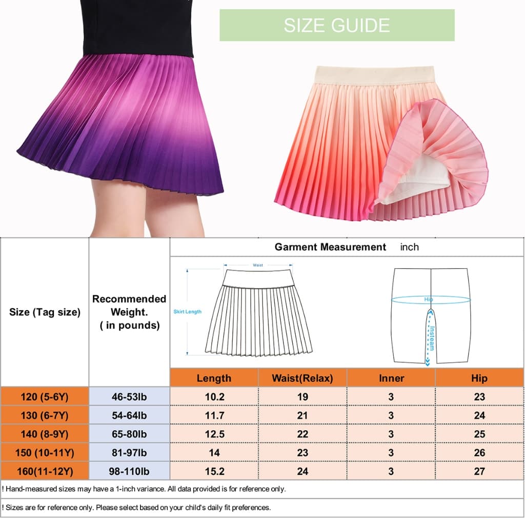 Pitidrogo Girls Feather Ombre จีบ Skort กระโปรงเด็กพร้อมกางเกงขาสั้นนิรภัยในตัว รูปที่ 8