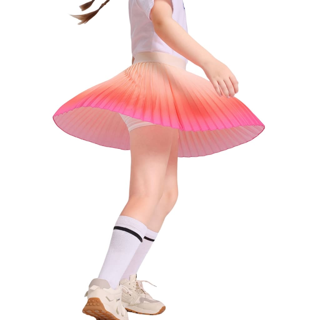 Pitidrogo Girls Feather Ombre จีบ Skort กระโปรงเด็กพร้อมกางเกงขาสั้นนิรภัยในตัว รูปที่ 6