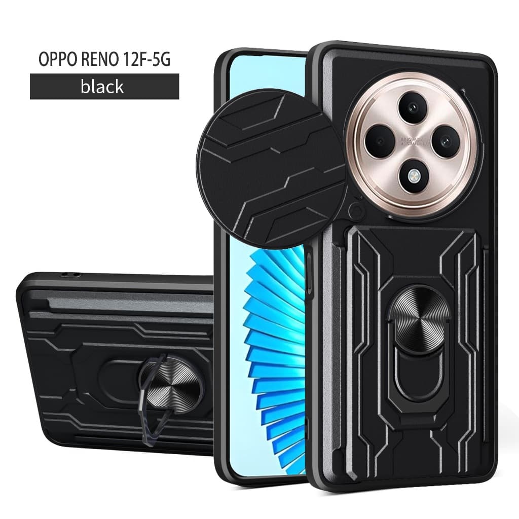 OPPO A60 A57 Reno 15 12 8 8T 7 6 5 pro 15F 12F A77 A79 A38 A18 4G 5G Push Window Armored เคสโทรศัพท์กันกระแทกพร้อมช่องใส่การ์ดวงเล็บ รูปที่ 3