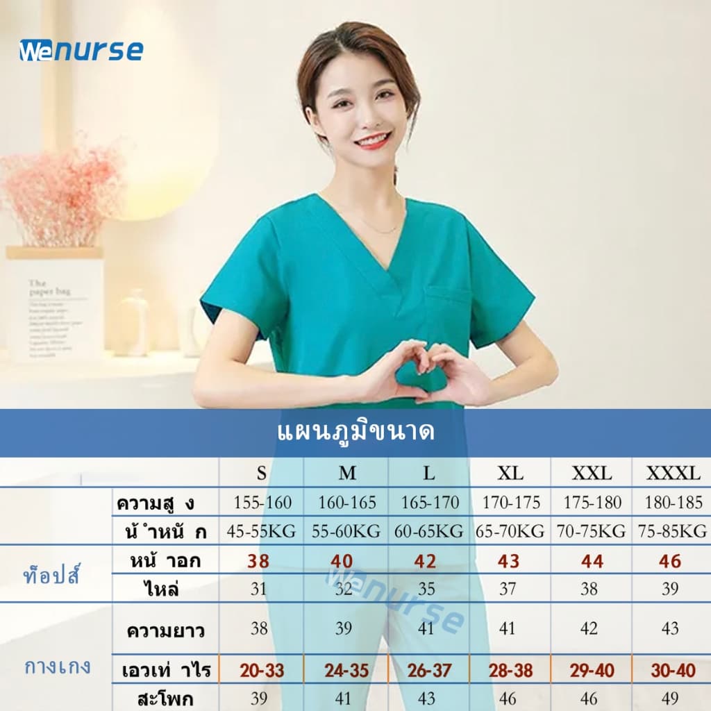 จัดส่งจากกรุงเทพฯ สครับ คอวี เสื้อ+กางเกง สําหรับห้องผ่าตัด แพทย์ พยาบาล เข้าเวร รูปที่ 2