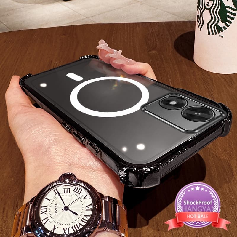 เคสสําหรับ vivo Y02S เคสโทรศัพท์กันกระแทกโปร่งใสซิลิโคนความละเอียดสูงความงามการออกแบบแหวนแม่เหล็กและเคสนิ่ม TPU รูปที่ 1