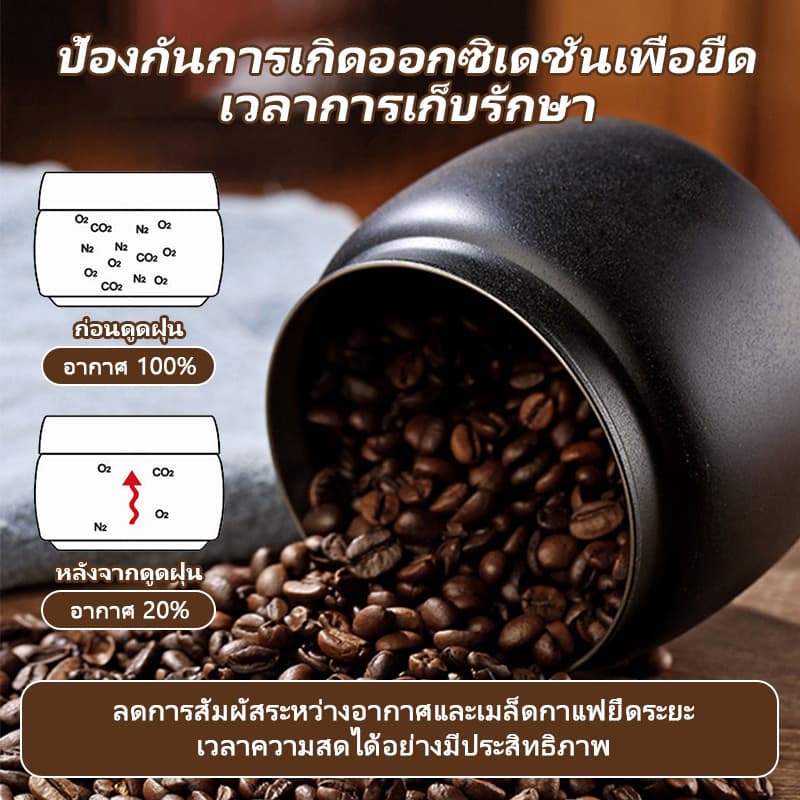 โถเก็บเมล็ดกาแฟ สูญญากาศ กล่องเก็บเมล็ดกาแฟ 400/800/1200ml Coffee Canister รูปที่ 3