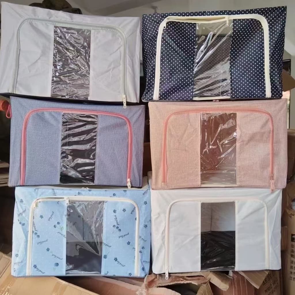 จัดส่งทันที 100L กล่องใส่ของ กล่องเก็บของพับได้ มีโครงเหล็กด้านใน รูปที่ 3