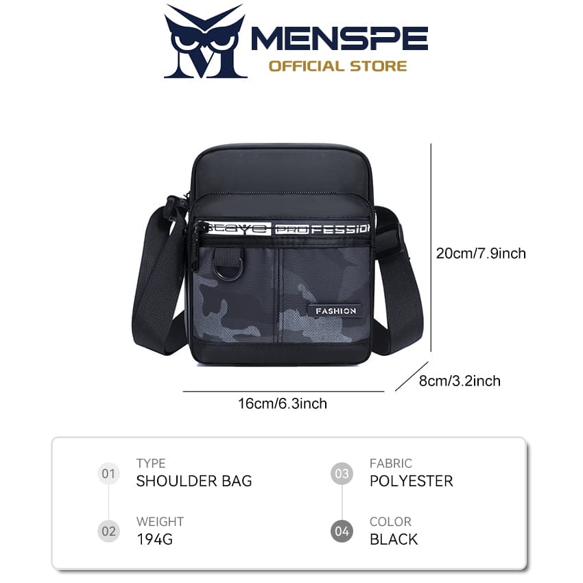 MESPE กระเป๋าสะพายขนาดเล็กผู้ชายกระเป๋า Messenger กันน้ําแฟชั่น Leisure Street กระเป๋าสําหรับนักเรียนวิทยาลัย รูปที่ 8