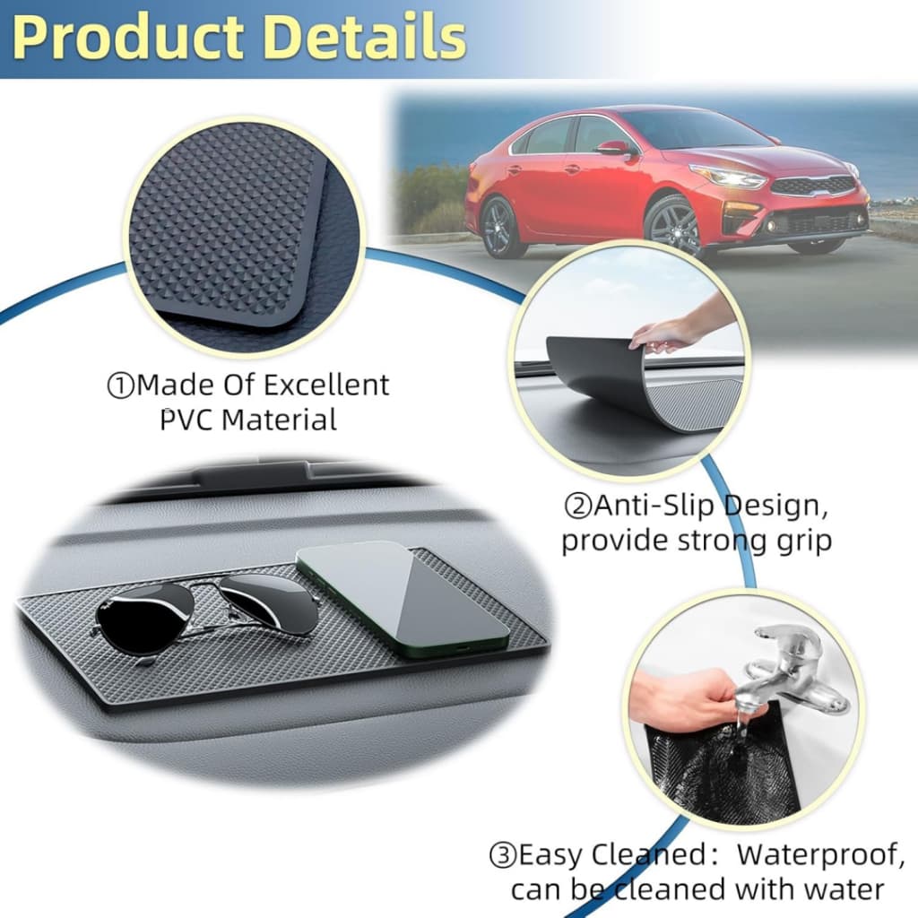 แดชบอร์ดรถเสื่อกันลื่น,10.63 "5.9 "ทนอุณหภูมิสูง PU Auto Dash คอนโซลกล่องเก็บ,ตารางรูปแบบ Fixate Gripping เจล Pad สําหรับโทรศัพท์ GPS เหรียญคีย์ รูปที่ 2