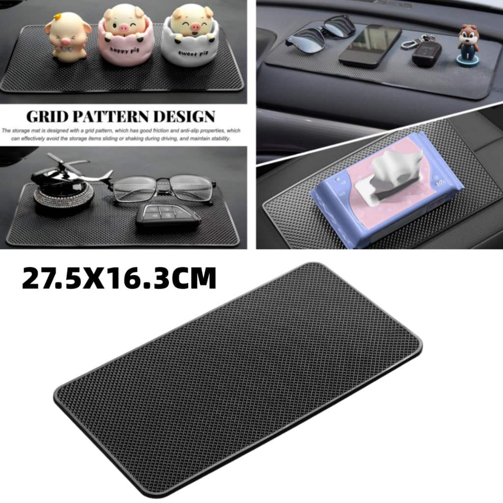 แดชบอร์ดรถเสื่อกันลื่น,10.63 "5.9 "ทนอุณหภูมิสูง PU Auto Dash คอนโซลกล่องเก็บ,ตารางรูปแบบ Fixate Gripping เจล Pad สําหรับโทรศัพท์ GPS เหรียญคีย์ รูปที่ 1