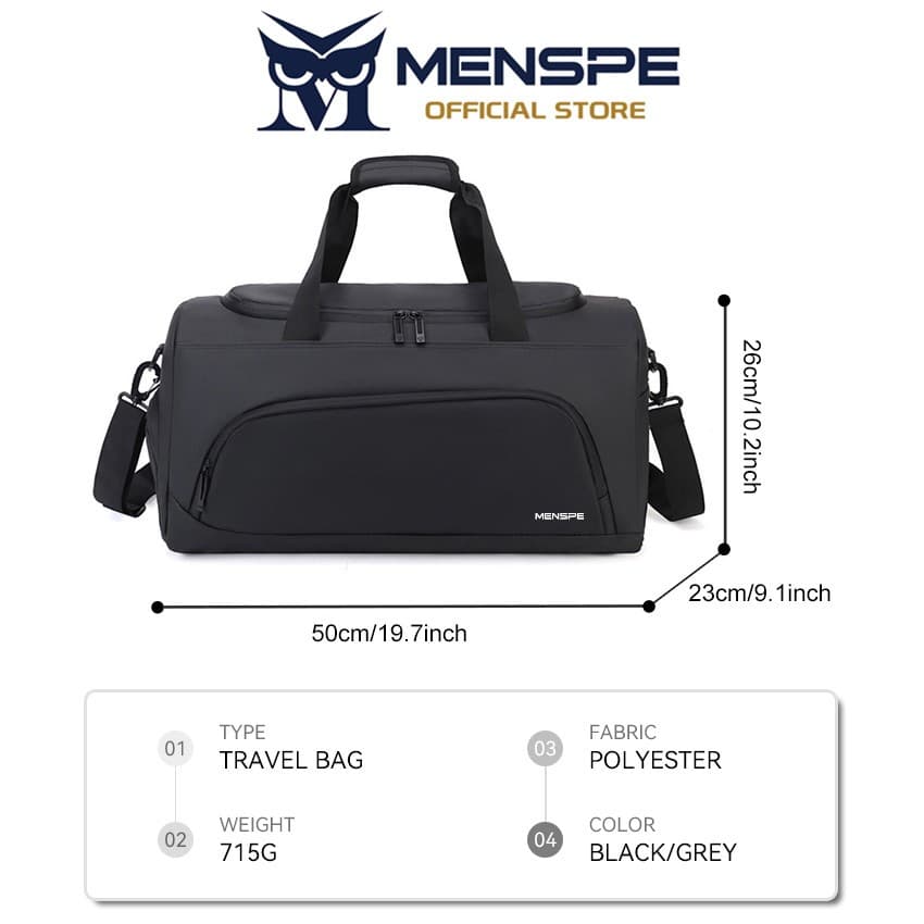Menspe กระเป๋าออกกําลังกาย Unisex ความจุขนาดใหญ่ กระเป๋าเดินทาง รูปที่ 8