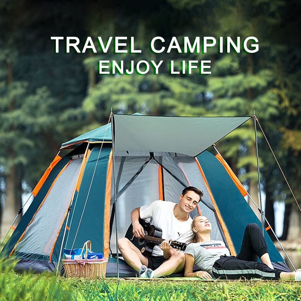TRAVELCUL เต็นท์อัตโนมัติสำหรับการตั้งแคมป์ 2/4/6/8Person เต็นท์กลางแจ้งแบบพกพาแบบพับได้ตั้งแคมป์ครอบครัว รูปที่ 5