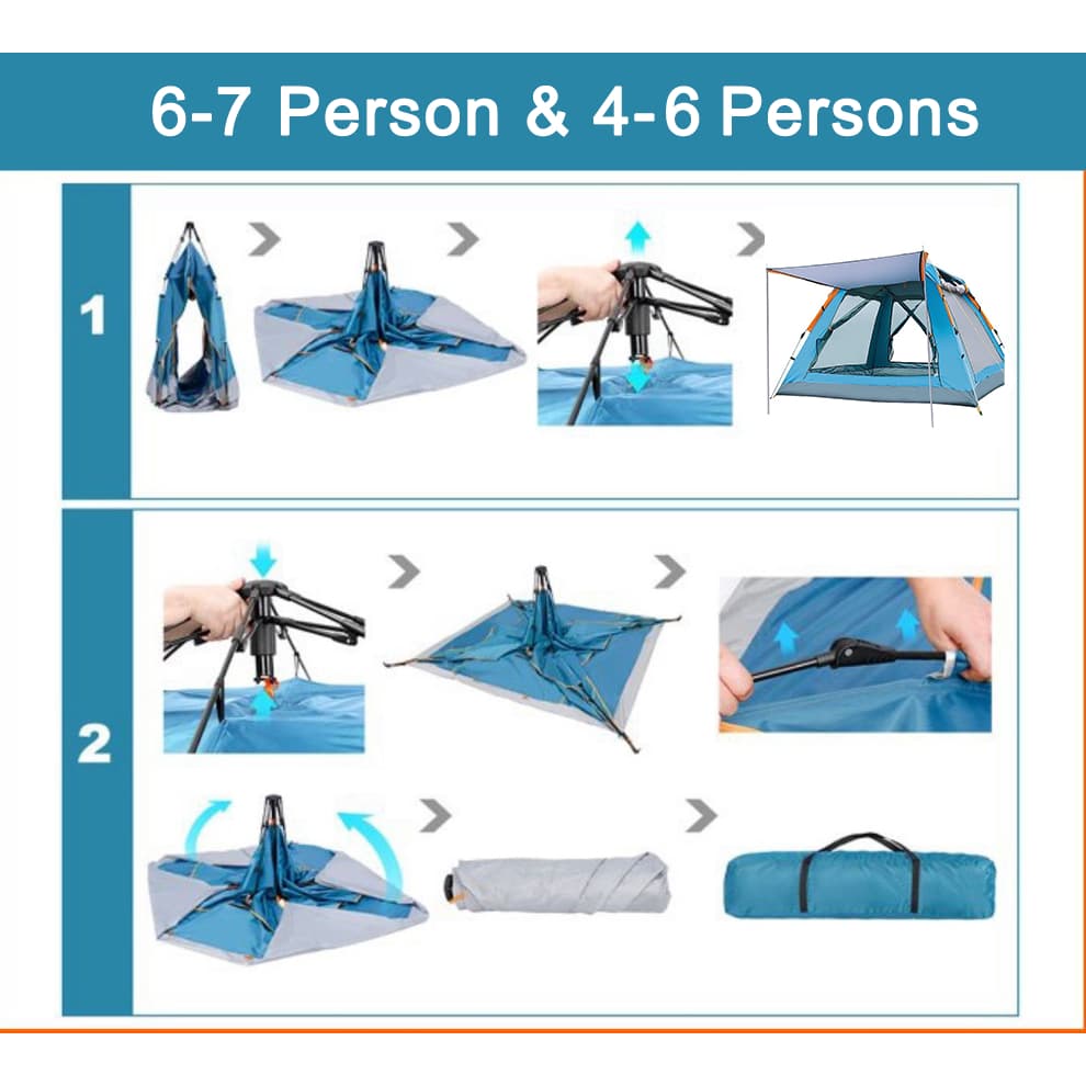 TRAVELCUL เต็นท์อัตโนมัติสำหรับการตั้งแคมป์ 2/4/6/8Person เต็นท์กลางแจ้งแบบพกพาแบบพับได้ตั้งแคมป์ครอบครัว รูปที่ 7