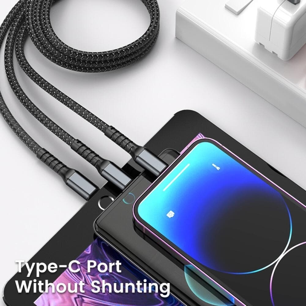 PD 100W สายชาร์จเร็ว 3in1 จอแสดงผลดิจิทัล แบบใส ชาร์จเร็ว สายเคเบิลข้อมูล Quick Charging Cable สำหรับ Micro/Type-C/lOS รูปที่ 7