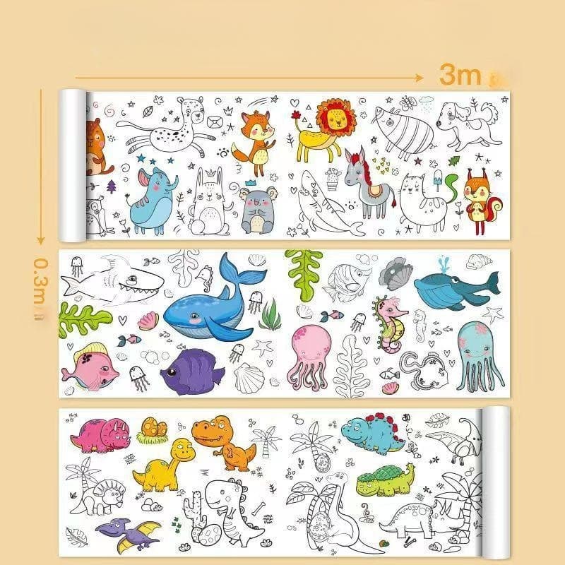 เด็กกราฟฟิตีวาดเลื่อนระบายสีภาพวาดกระดาษวาดวาดยาวเลื่อนเด็กอนุบาลระบายสีผ้าใบสามารถติดผนังไม่ ของ รูปที่ 6