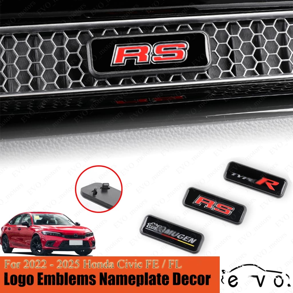 สําหรับ 2022 - 2025 Honda Civic FE / FL TYPE R สติกเกอร์จัดแต่งทรงผม 11th Civic Dashboard Air Outlet ตาข่าย RS Mugen โลโก้สัญลักษณ์ Badge Marker รูปที่ 1
