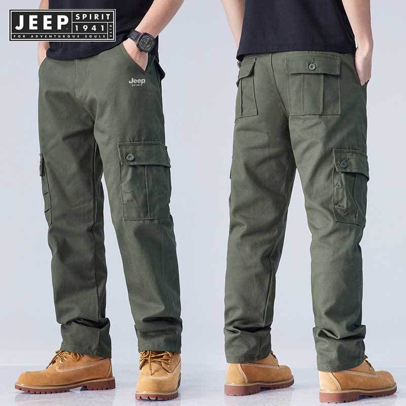 JEEP SPIRIT 1941 ESTD กางเกงคาร์โก้ ผ้าฝ้าย ทรงหลวม หลายกระเป๋า สําหรับผู้ชาย รูปที่ 1