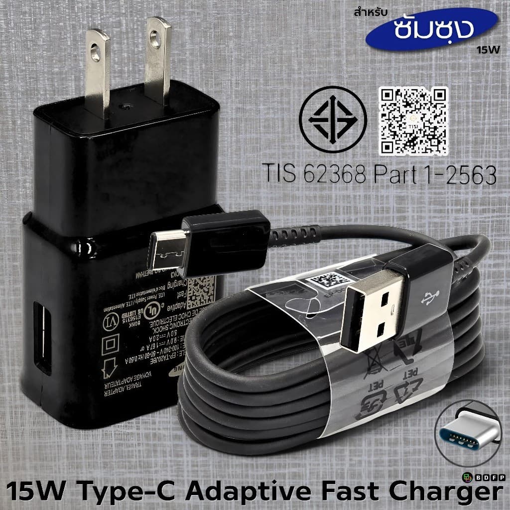 Sansung Charger 15W Type-C สําหรับ Sansung A30 Fast Quick Charge 3A สายชาร์จ m Usb-C US หัวชาร์จ รูปที่ 6