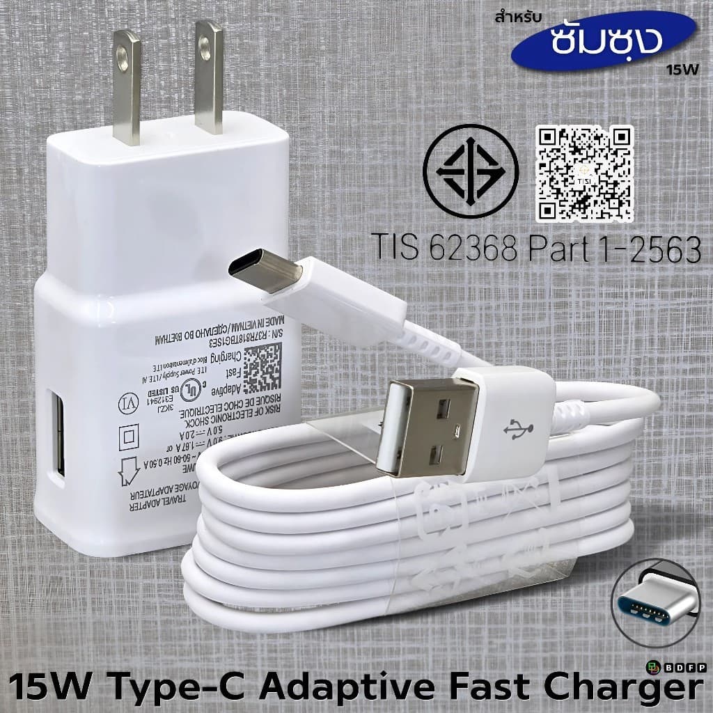 Sansung Charger 15W Type-C สําหรับ Sansung A30 Fast Quick Charge 3A สายชาร์จ m Usb-C US หัวชาร์จ รูปที่ 7